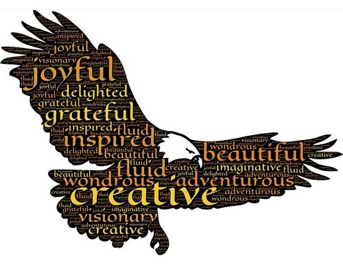 Joyful eagle word cloud collage, joyful concept background - Illustration.