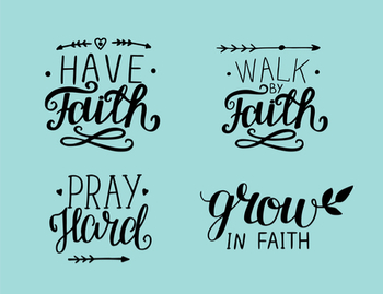 Walk by faith, Grow your faith, Have faith. Bible Christian Card Background. Faith Concept.