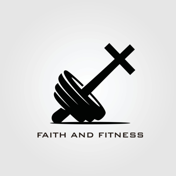 An artistic rendering of a Cross and Dumbbell assemblage alluding to a combination of faith and physical activity.